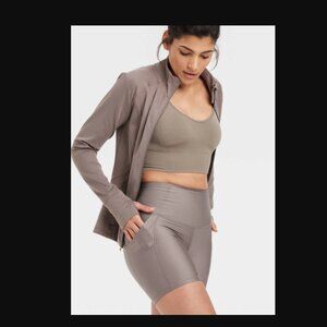 All in Motion Effortless Support High-Rise Bike Short - 6” - Taupe - Medium